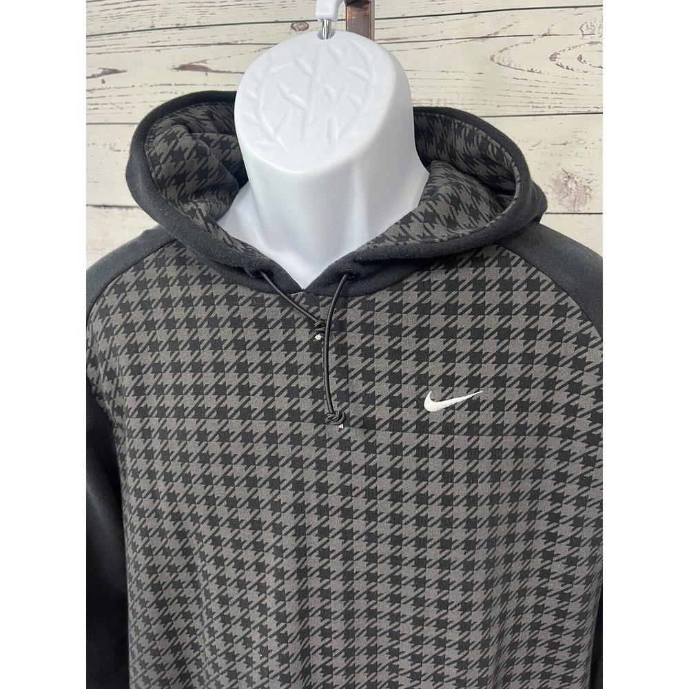 Nike Hoodie Men’s XL The Athletic Dept Sweatshirt Black Gray Houndstooth Pattern